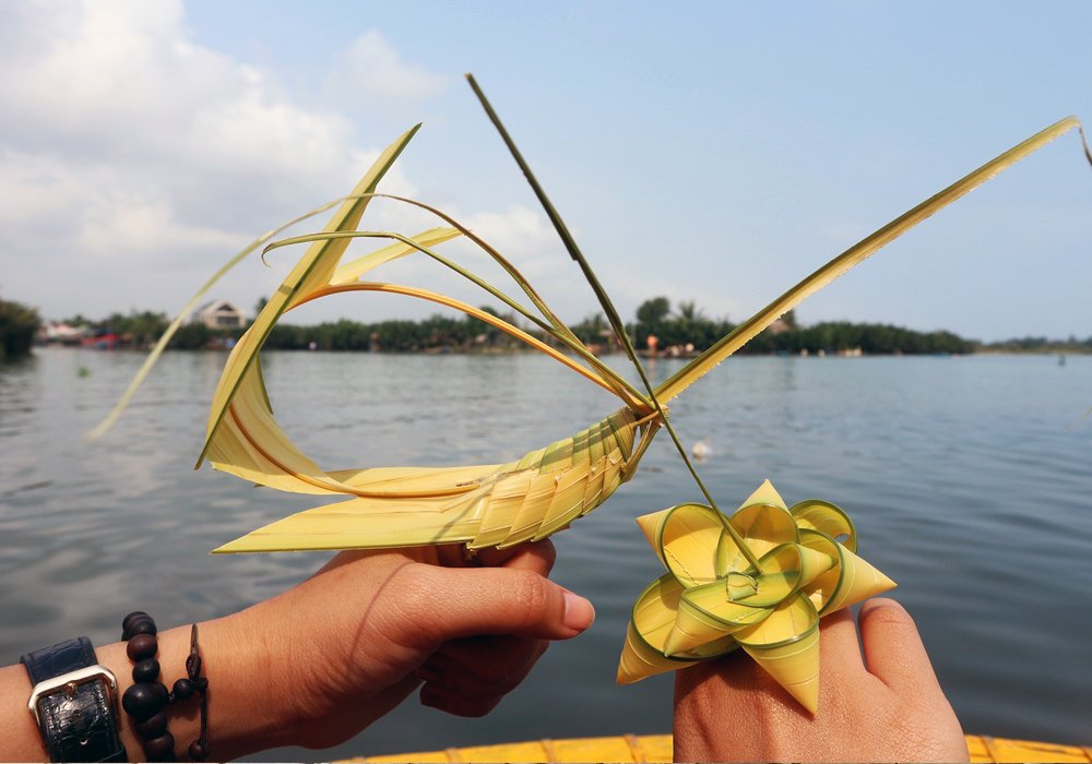Handmade souvenirs crafted from coconut leaves