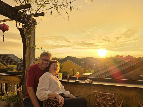 Memories Bistro & Cafe Hoi An at sunset, viewed from the rooftop